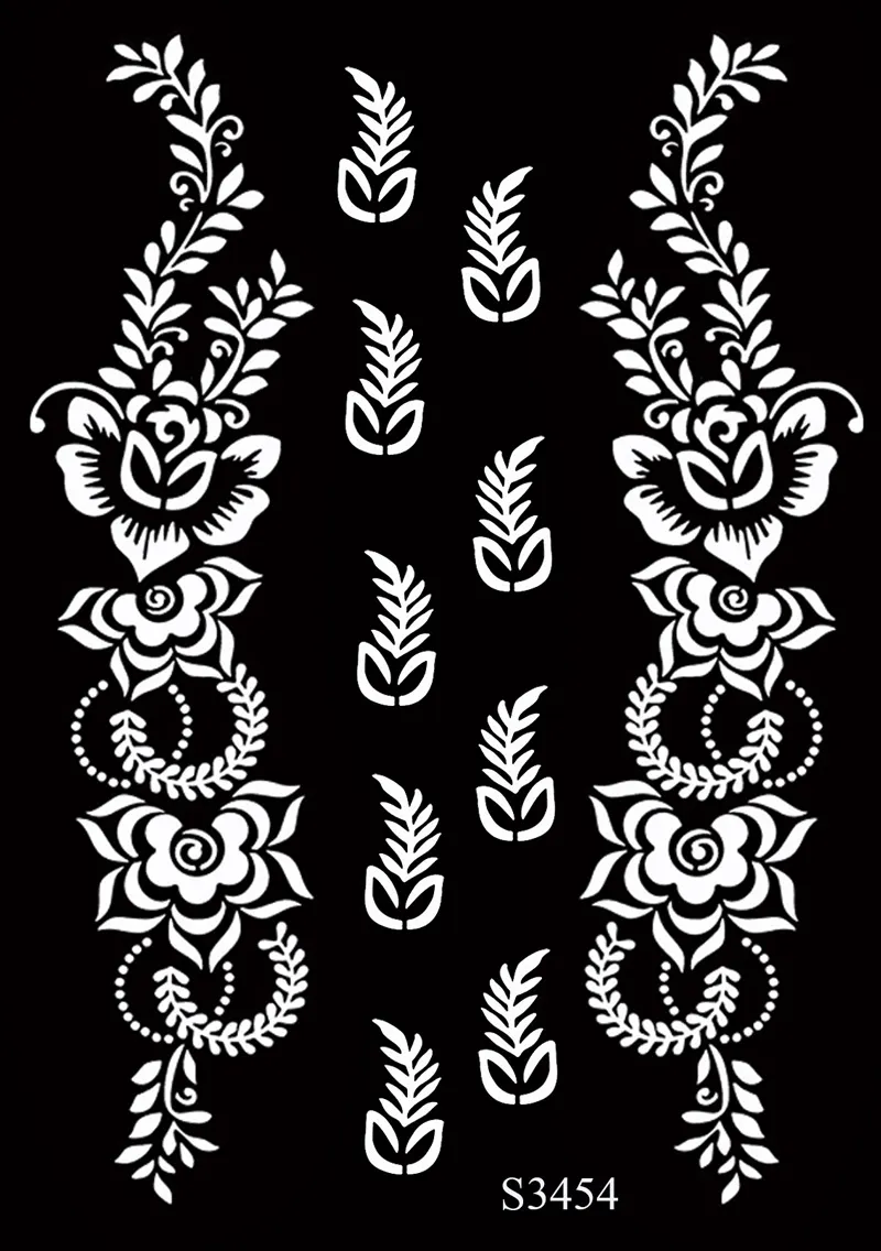 Sdrawing Tattoo Stencils Reusable Painting Stencil for Hand Body Art Flower Temporary Tattoo Template Sleeve Wedding Bride Beauty