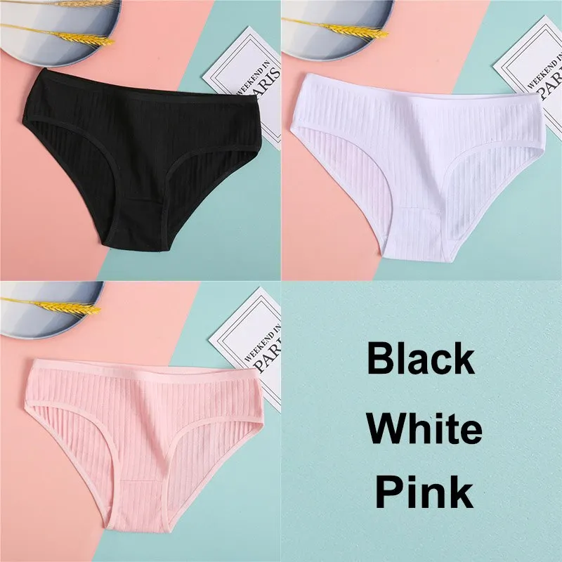 3PCS Cotton Panties Women's Underwear Casual Solid Color Panties for Women Intimate Lingerie Sexy Briefs Female Underpants M-XL