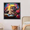 Cat Reading Book Glass Painting-Paint by Numbers Acrylic Painting 40*40CM