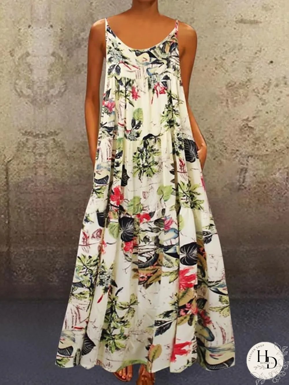 Women's Strap Dress Maxi long Dress Sleeveless Floral Summer Hot Casual Red Yellow M L XL XXL 3XL 4XL 5XL