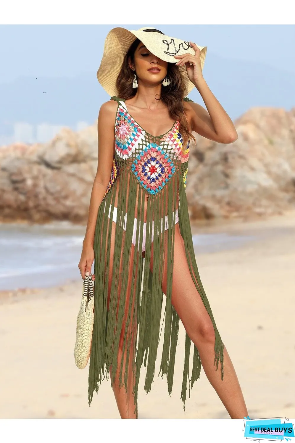 Fringe Spaghetti Strap Cover-Up
