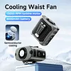 Portable Waist Fan Rechargeable Hands-Free Hanging Neck Fan 100 Speeds 13000RPM with Light for Travel Camping Outdoor Jobsite Sports Golf