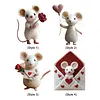 Felt Mouse Ornaments Cute Charming Handmade Valentine Felt Mice Figurines Valentines Day Gift Animal Decoration for Easter Gifts Wedding Party Supply