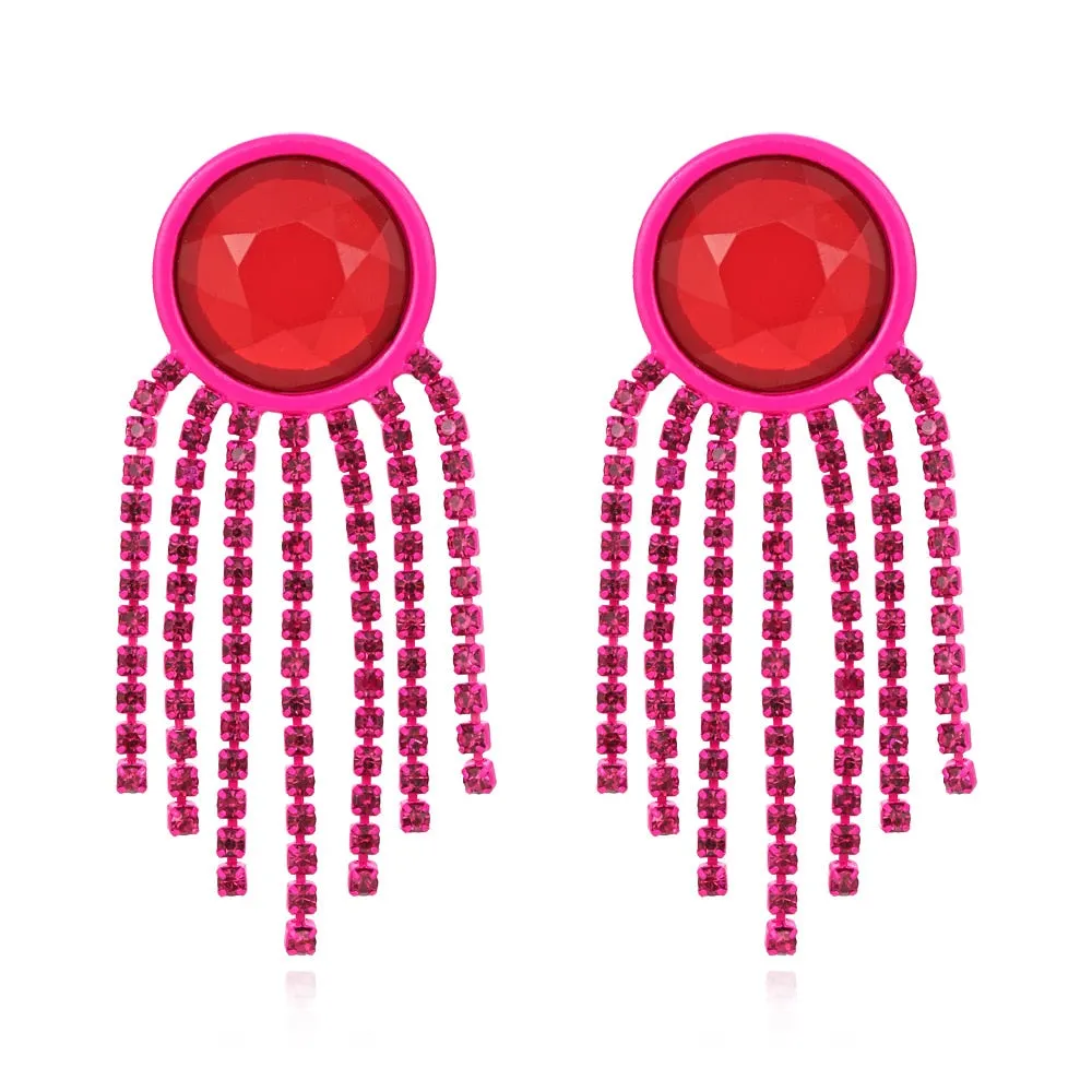 Dvacaman Newest Multicolor Crystal Drop Earrings Fine Jewelry Accessories For Women Fashion Rhinestone Tassel Earrings Wholesale