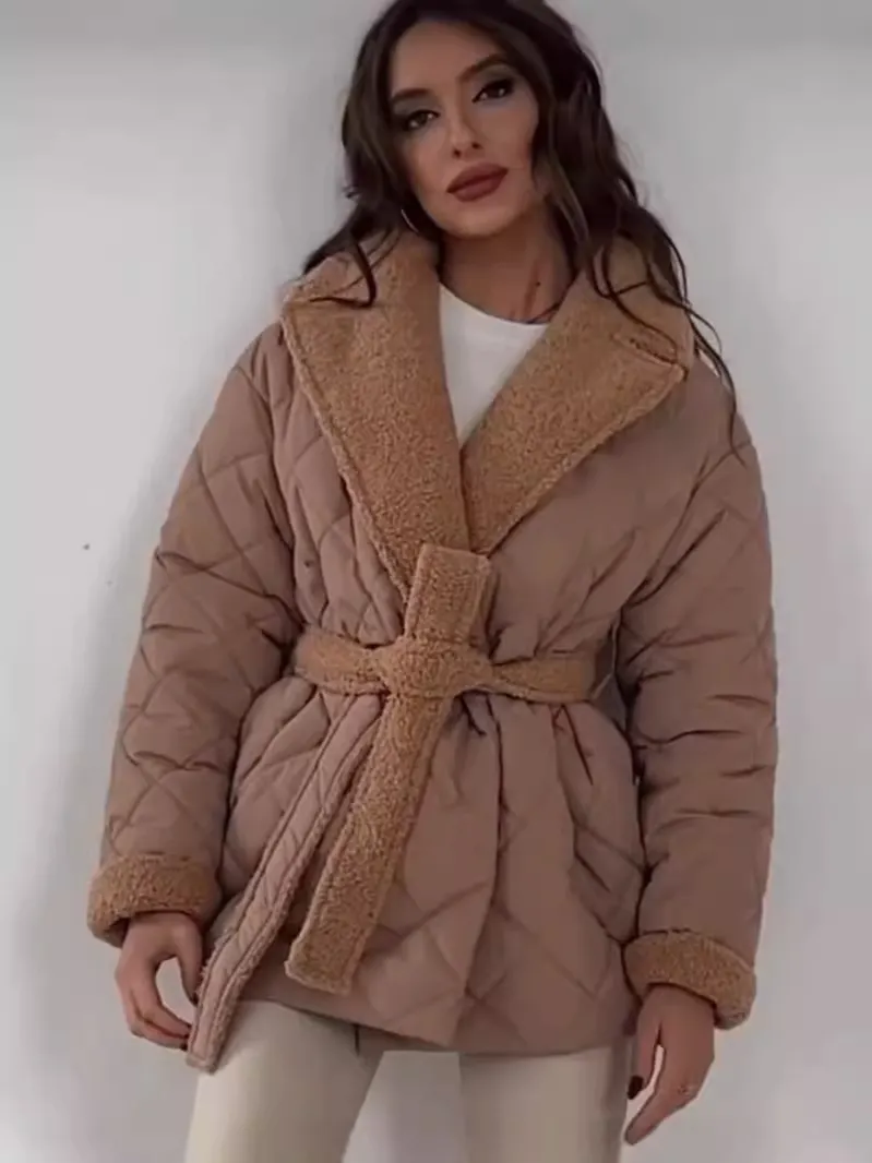 Nigikala Nigikala Collar Short Cotton Suit 2025 Women's Fashion Design Belt Coat Woman