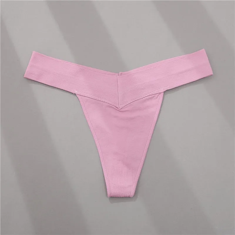 FINETOO Women Thong V Waist G-string 7 Solid Colors Seamless Femme Underwear T-Back Pantys Lingerie Sexy Panties For Girls S-2XL