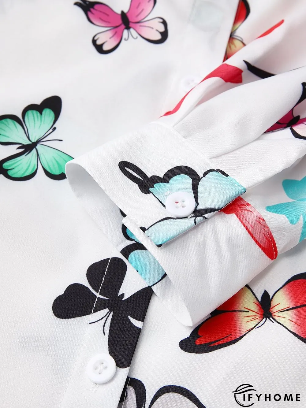 Shirt Collar Shift Holiday Butterfly  Top | IFYHOME