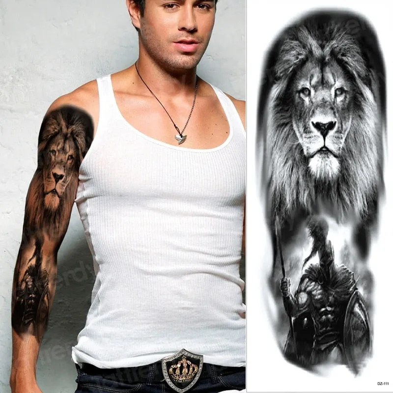 large temporary tattoos for women men full arm tattoo sticker sleeve thigh big body art decal black waterproof fake tatoo flower