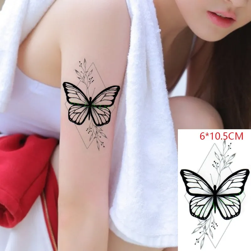 Waterproof Temporary Tattoo Sticker Neck Black Word Angel Devil Bull Cross English Letters Flash Tatoo Fake Tatto for Woman Men