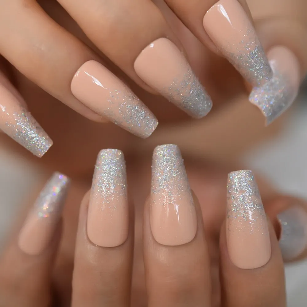 Long Coffin False Press On Nails Pink Black White Abstract Swirl Fake Nails Ballerina Full Cover Gel Glossy Acrylic Nail Tips-Nail Inspo