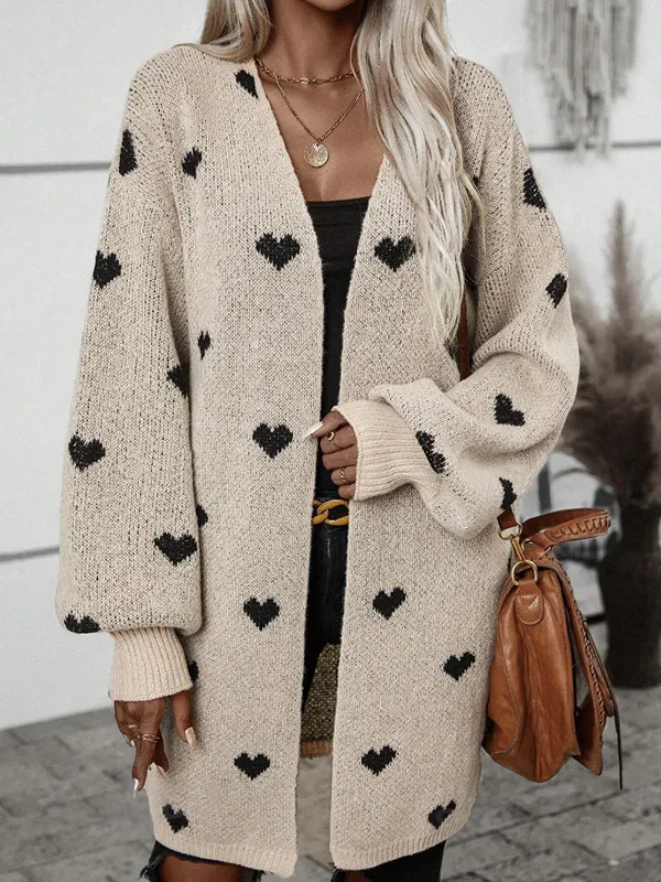 Nigikala Nigikala Love Knitted Shirt Fashion Casual Sweater Coat Woman