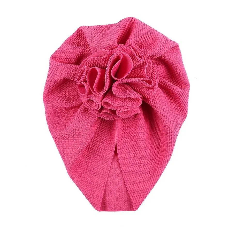 Newborn Baby Infant Toddler Boys Girls Solid Head Wrap Turban Cap Headband Beanie Hats Big Ruffled Flower Caps