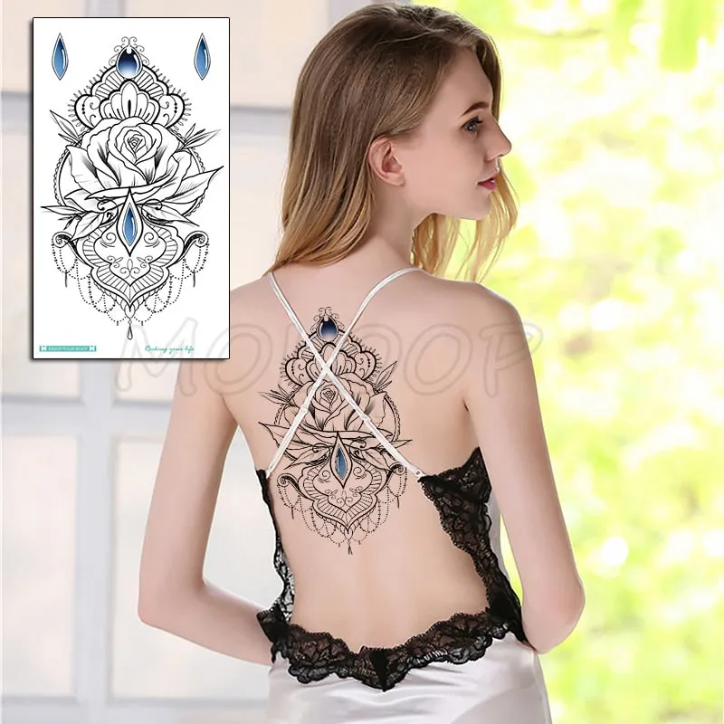 Temporary Tattoo Sticker Totem Flower Arrow Color Sexy Chest Back Fake Tatoo Waterproof Flash Tatto Body Art for Woman Girl