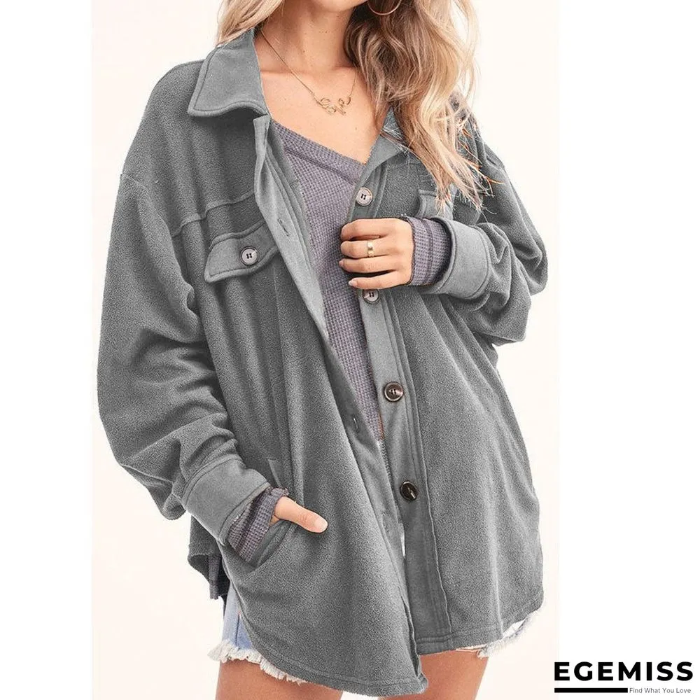 Brown Cotton Blends Plain Loosen Outerwear | EGEMISS