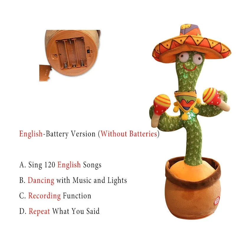 Rechargeable Dancer Cactus With Sound In Spanish Captus Dancer For Babies USB Dancing Cactus Parlant Toy Russian