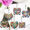 (US Local)6Pcs Acrylic Double Sided Heart Diamond Painting Keychain for Bag Decor