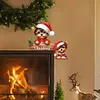 (US Local)DIY Xmas Diamond Painting Wooden Door Decoration for Feiend Gifts (Santa Puppy)