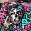 Skull Girl-11CT Stamped Cross Stitch 40*40cm/15.75*15.75in