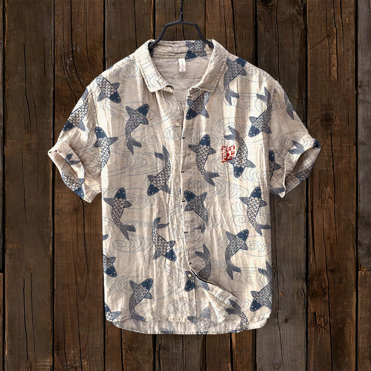 Vintage Fish Japanese Art Linen Blend Cozy Shirt  artssus
