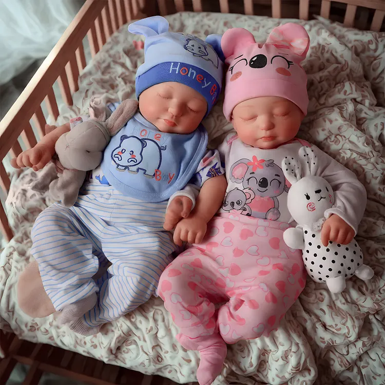 Babeside Sleeping Reborn Baby Beta&Reta17" Little Infant Twins Healing of the Heart