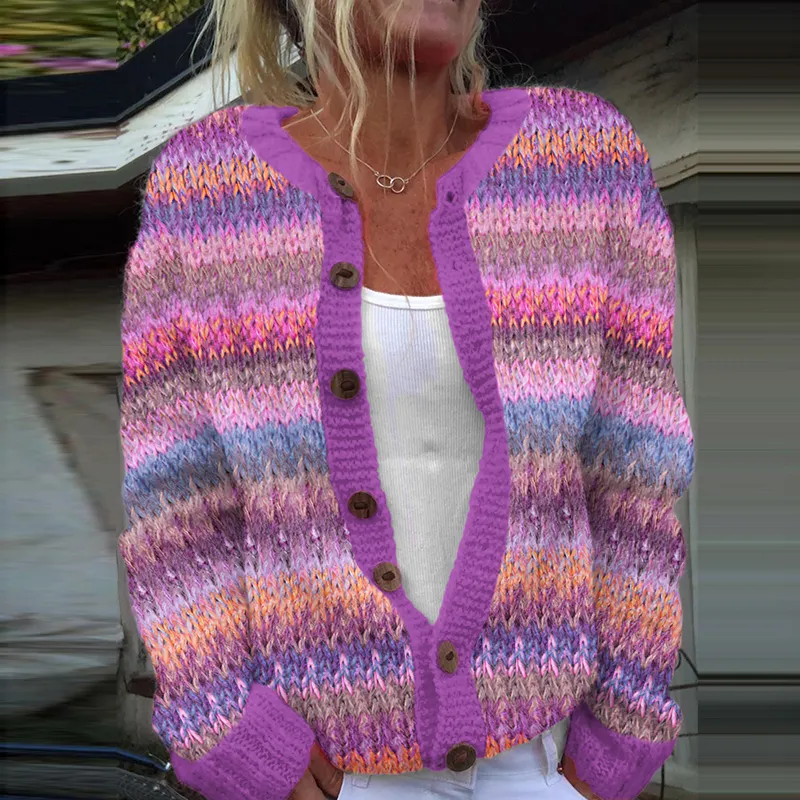 Vintage Gradient Stripes Jacquard Cozy Sweater