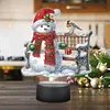 (US Local)Acrylic Double Sided Xmas Snowman 5D Diamond Painting Night Light for Tabletop