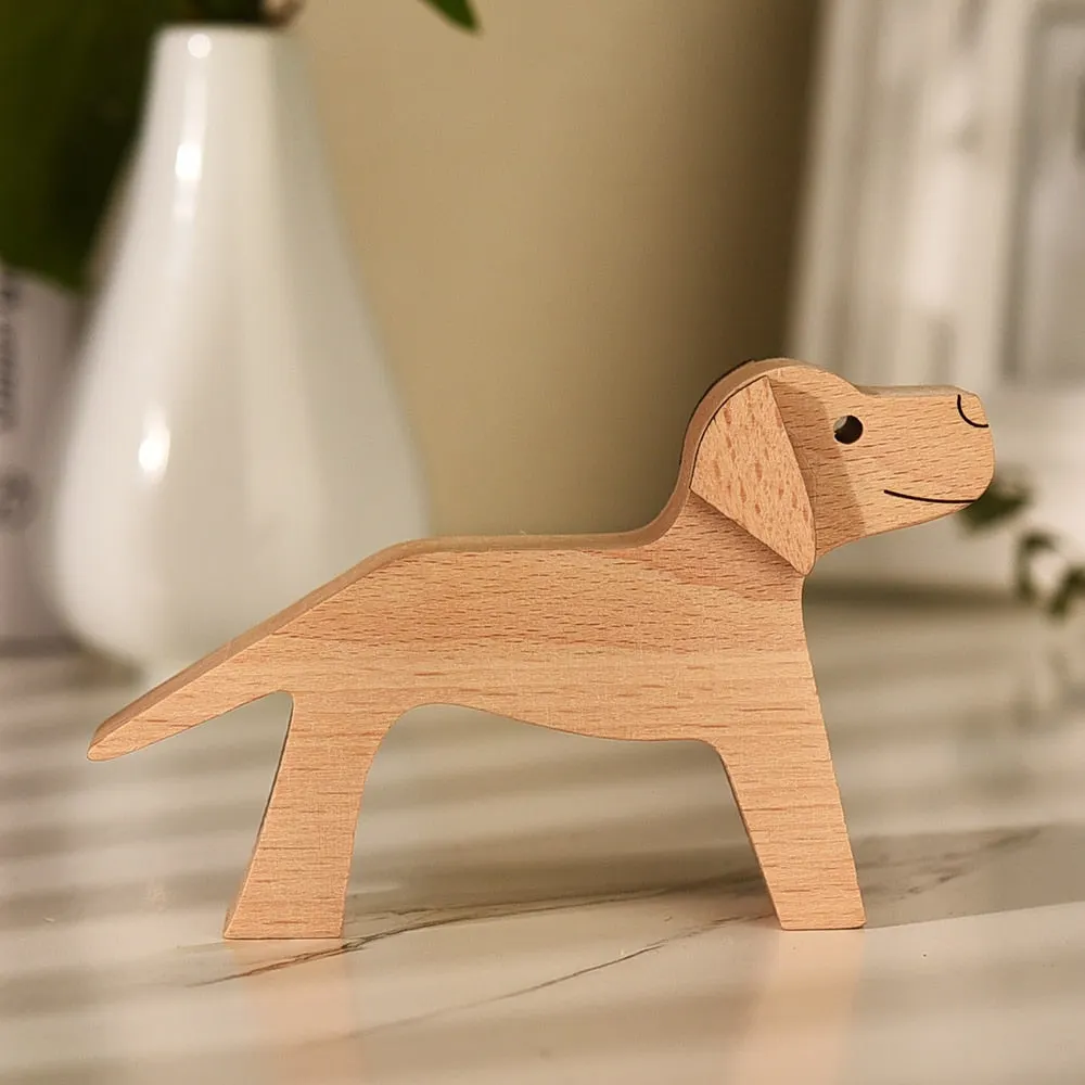 Puppy Family Wood Dog Carving Ornaments Decoration Home Decor Figurine Desktop Table Ornament Sculptures For Dog Pet Lover Gifts 712