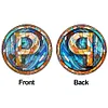 (Upgrade Size)DIY Double Sided Diamond Painting Alphabet Family Last Name Initial Sign Ornament with Chain Window Hanging Kit