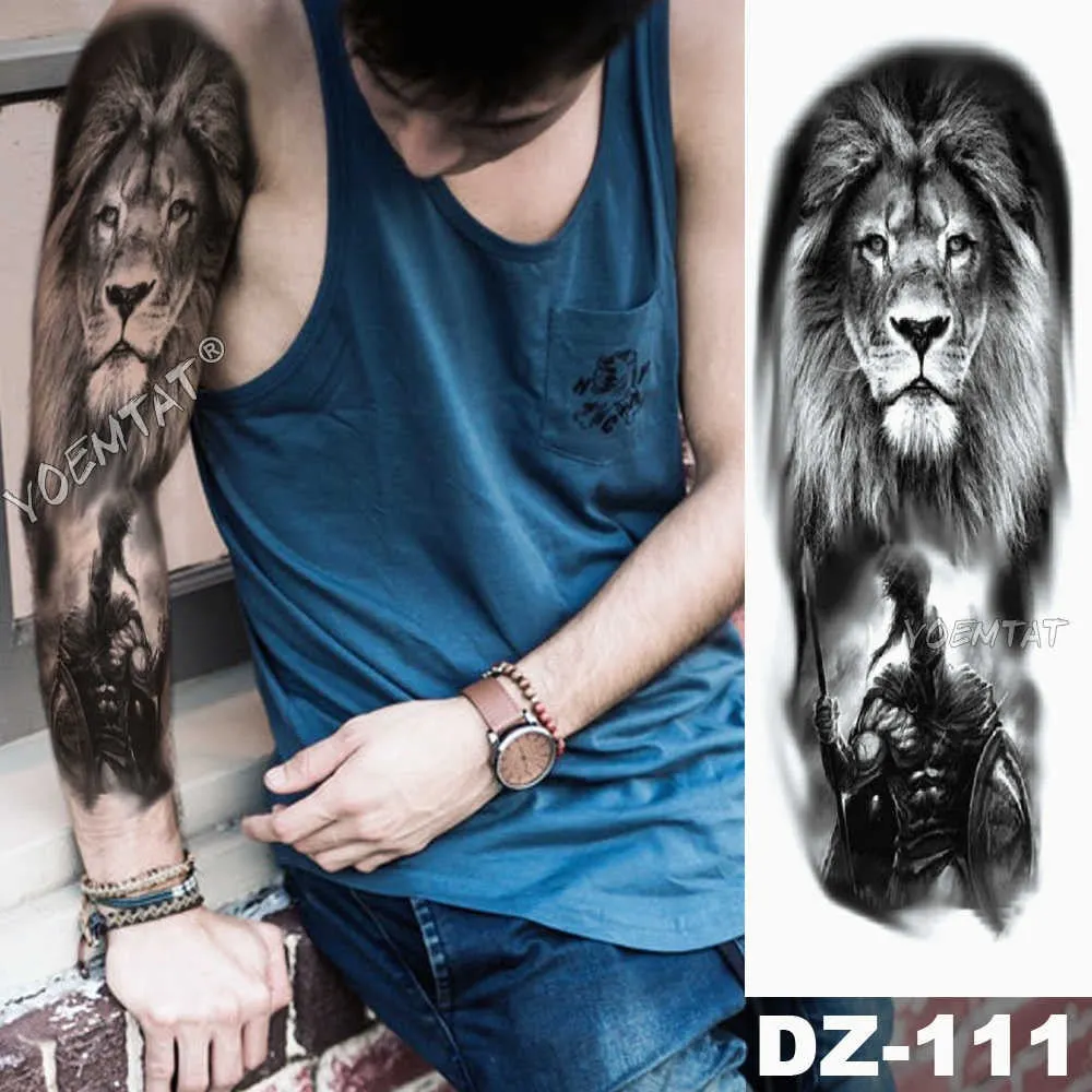 Large Arm Sleeve Tattoo Owl Angel Rose Waterproof Temporary Fake Tatoo Sticker Skull Fox Wings Men Women Full Totem Tatto Artes
