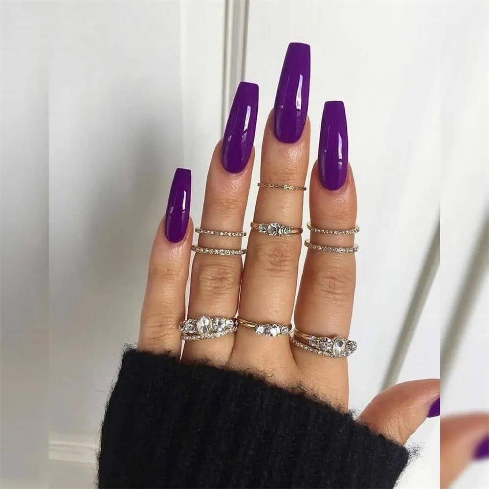 Nail Art Fake Nails Stiletto Tips Clear Press on Long False with Glue Coffin Stick Display Full Cover Artificial Designs Matte