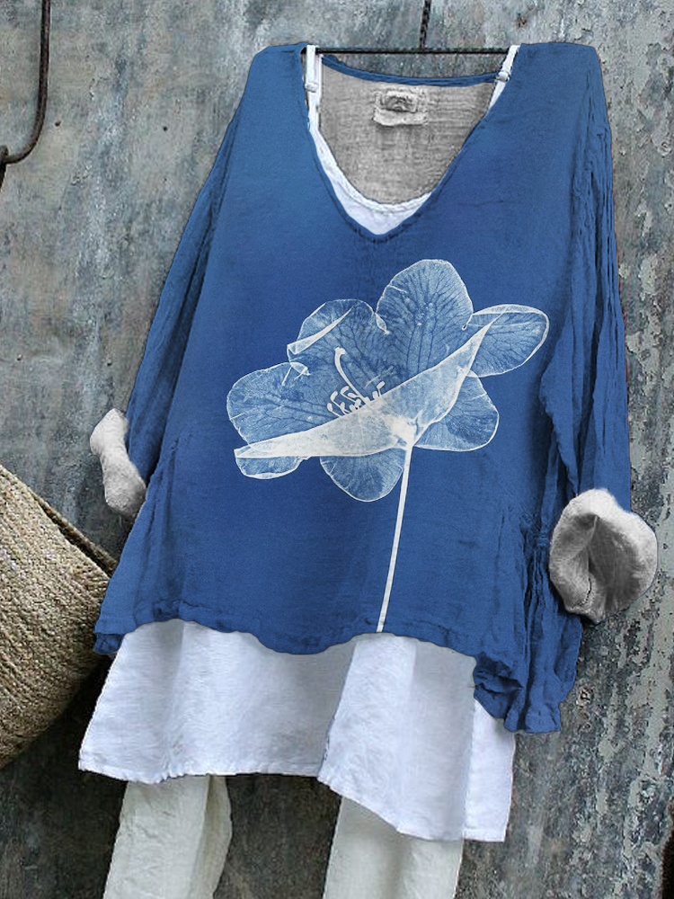 Botanical Dye Flower Print Flowy Tunic elevenforest