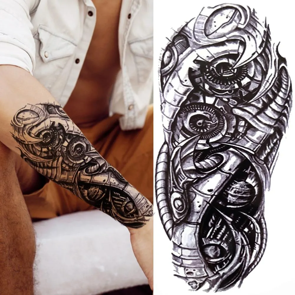 Sexy Rose Lion Flower Temporary Tattoos For Women Men Kids Boys Realistic Fake Wolf Tattoo Sticker Black Cross Compass Tatoos 1108