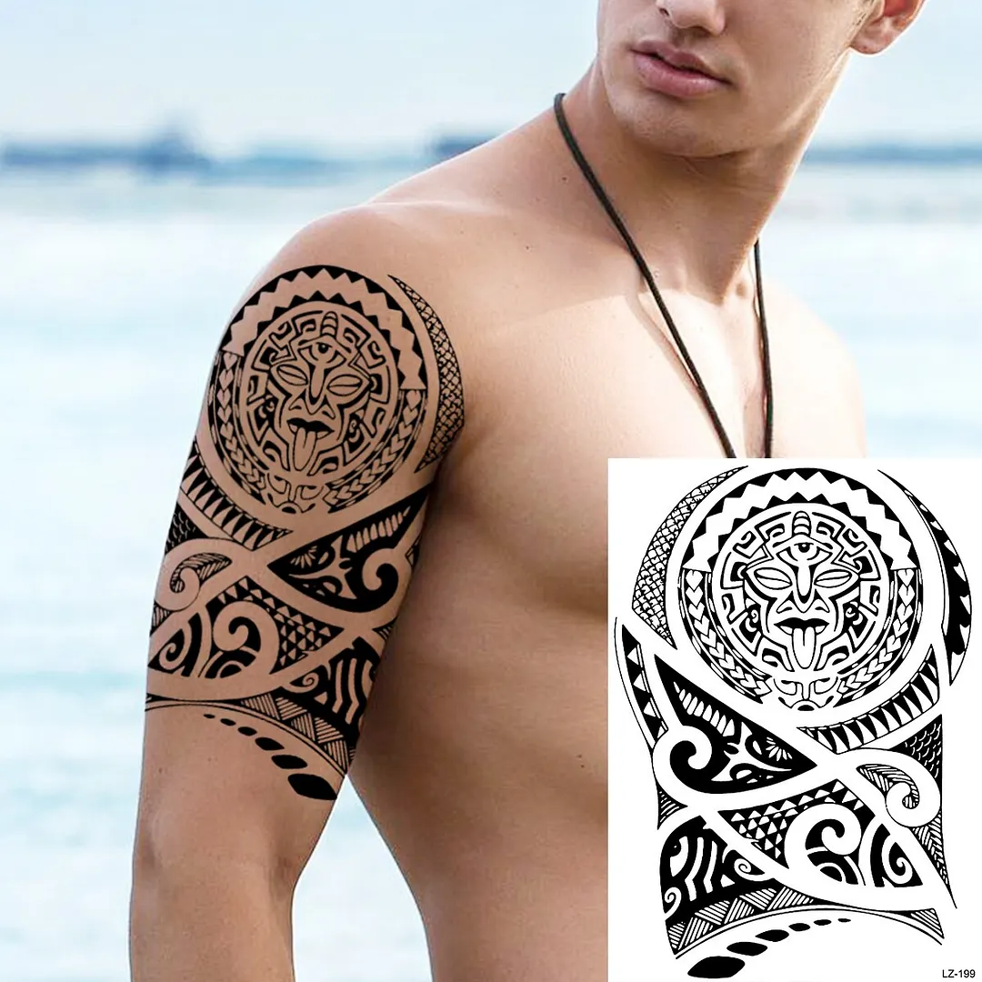 Sdrawing Large Anchor Back Octopus Pirate Skeleton Halloween Temporary Tattoos For Men Adult Compass Wings Fake Tattoo Stickers