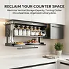 Wall-Mounted Kitchen Storage Cabinet with Pull-Down Double-Layer Shelf Carbon Steel Spice Rack Organizer for Utensils Food Prep & Countertop Organization