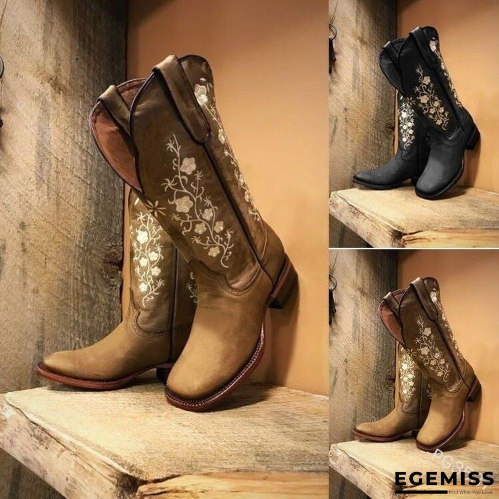 Knight Women's Boots Flat Bottom Embroidered Martin Boots | EGEMISS