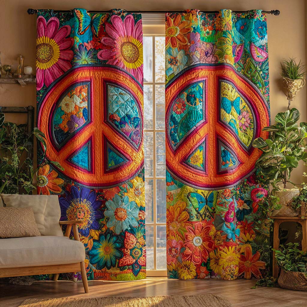 Golden Peace Garden Printed Quilted  Curtains NCU0XD1572