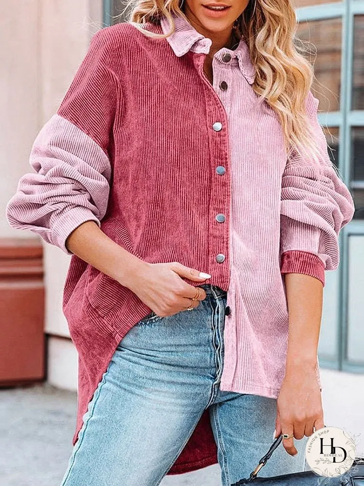 Summer Corduroy Colorblock Jacket