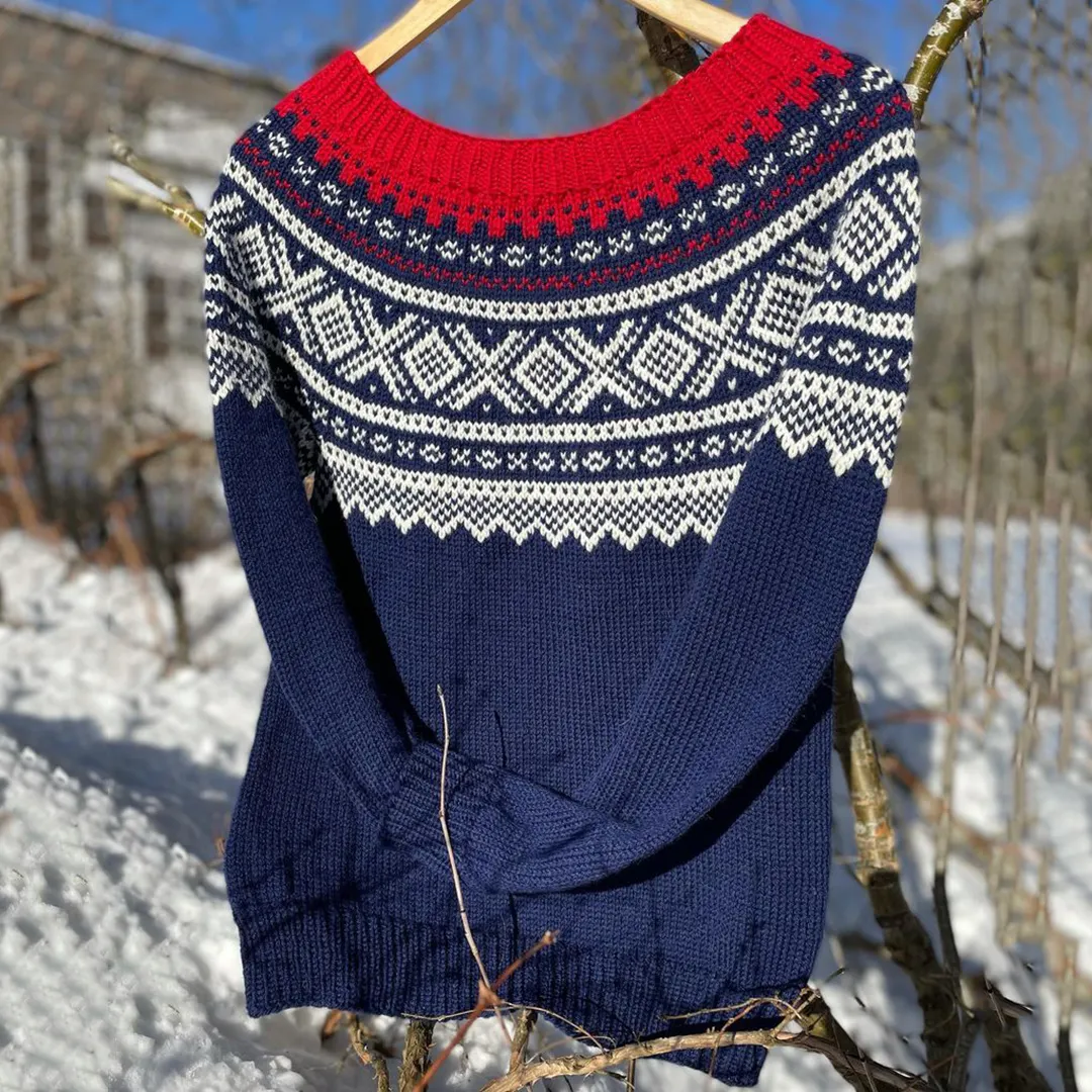 Vintage Contrasting Colors Graphics Knitted Iceland Sweater
