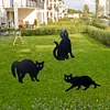 3Pcs Black Cat Garden Scarer Outdoor Cat Decorative Stakes for Home Garden Decor
