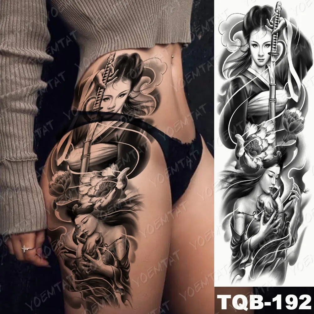 Large Arm Sleeve Tattoo Owl Angel Rose Waterproof Temporary Fake Tatoo Sticker Skull Fox Wings Men Women Full Totem Tatto Artes