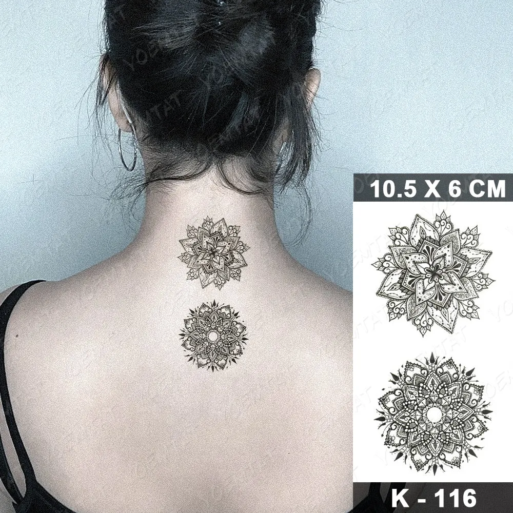 Waterproof Temporary Tattoo Sticker Black Point Line Sunflower Geometric Rose Flash Tatoo Fake Tatto For Body Art Women Men