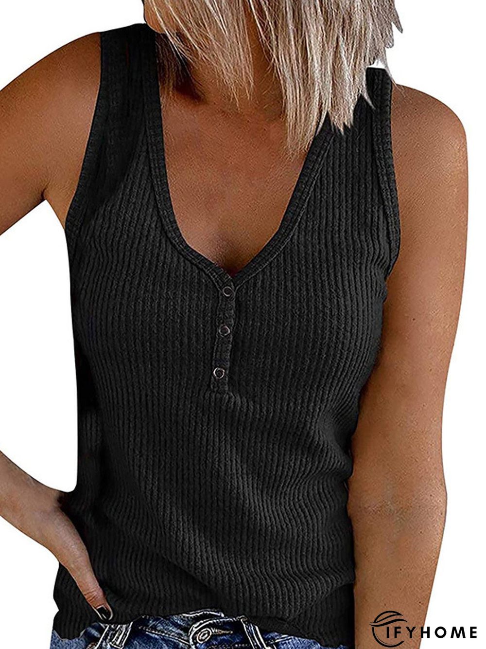 Sheath Sleeveless Casual Crew Neck Tank & Cami | IFYHOME