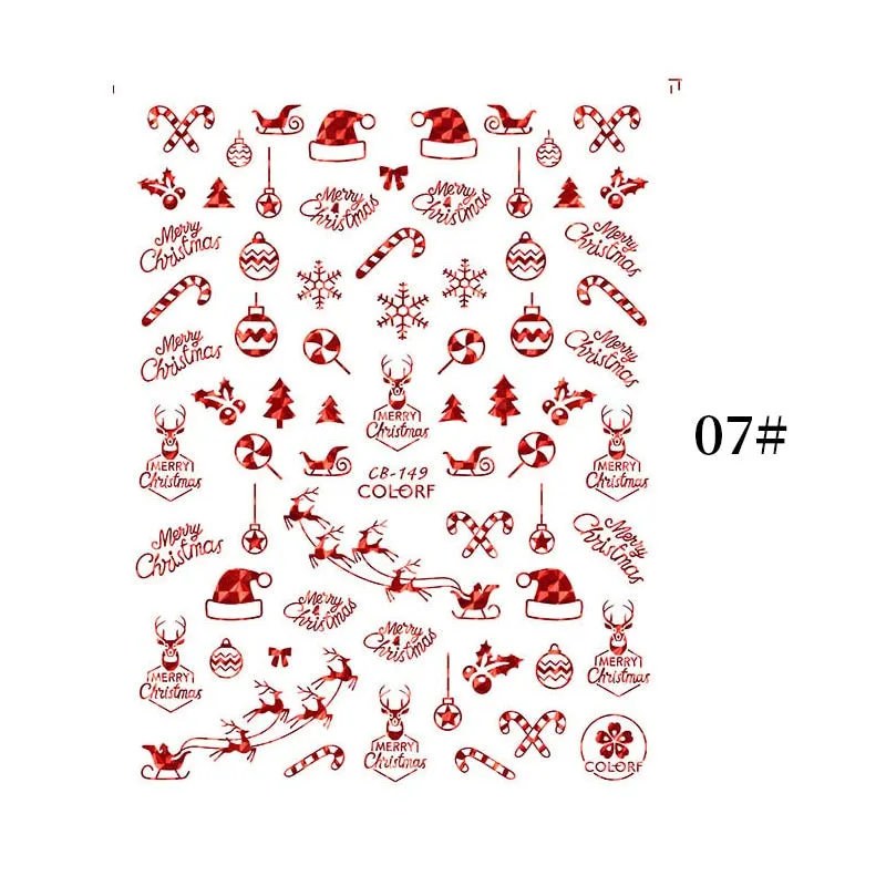 1 Sheet Christmas 5D Nail Stickers Gold And Sliver Snowflakes Transfer Nail Decals Slider Decoration For Manicuries