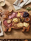 Highland Cow Wooden Charcuterie Board with Compartments for Cheese Meat Snacks
