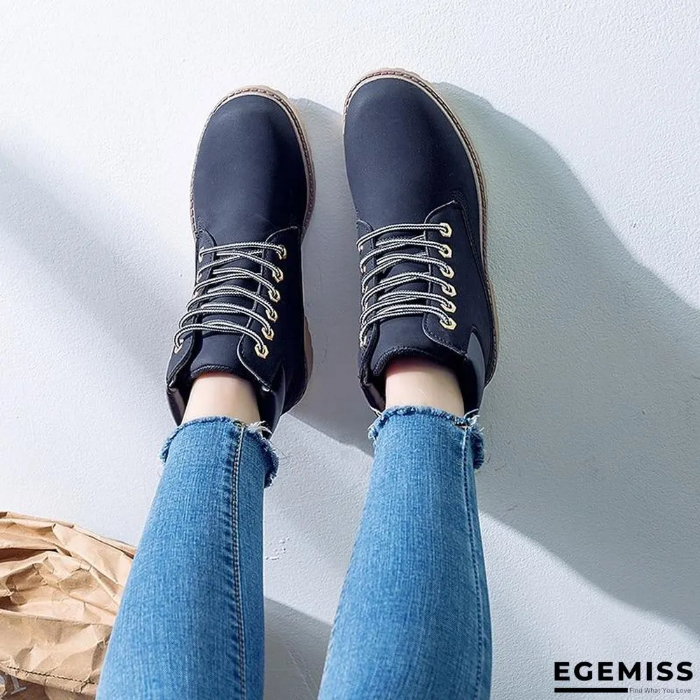 Autumn Early Winter Shoes Women Flat Heel Boots Fashion Keep warm Women's Boots Brand Woman Ankle Botas | EGEMISS