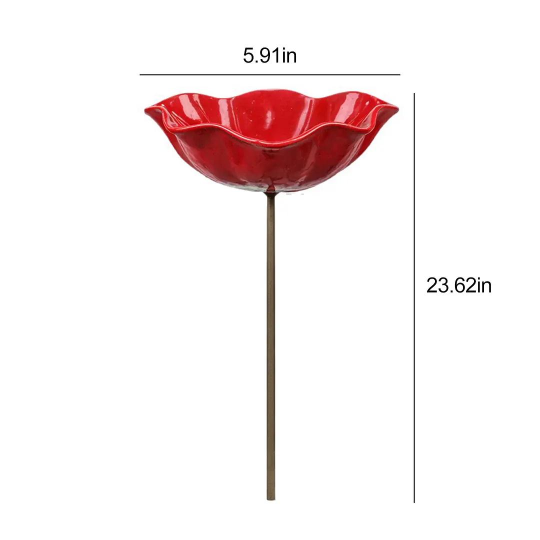 Bee Watering Station with Flower Design Bee Bath for Garden Decorative Metal Flower Garden Stake for Outdoor Yard Patio Decoration