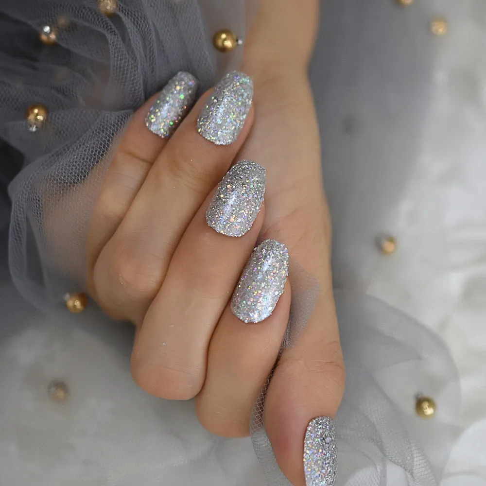 Nail Art Salon Oval Acrylic French Nail Kit Real Medium Length Grace Oval Fake Nails French 24 Tips-Nail Inspo