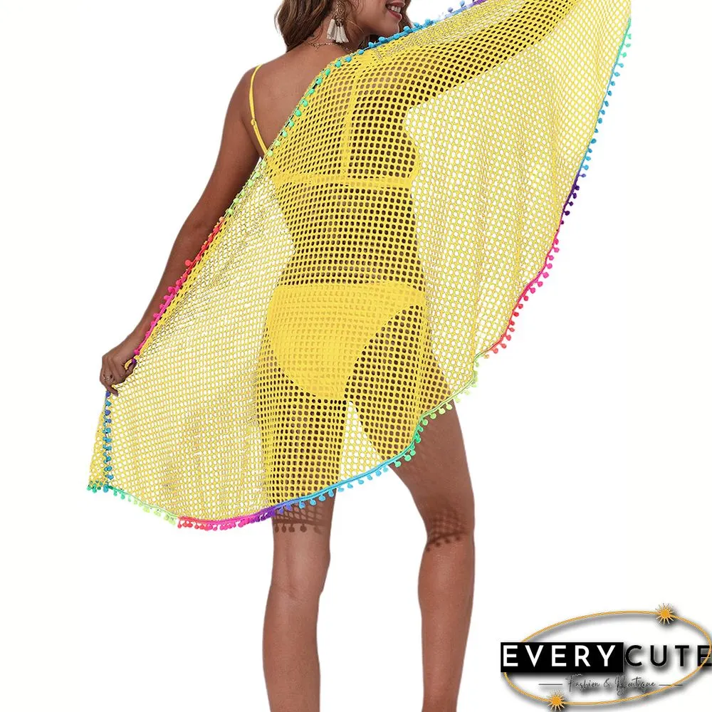 Yellow Multi-wear Colorful Tassels Beach Wrap Skirt