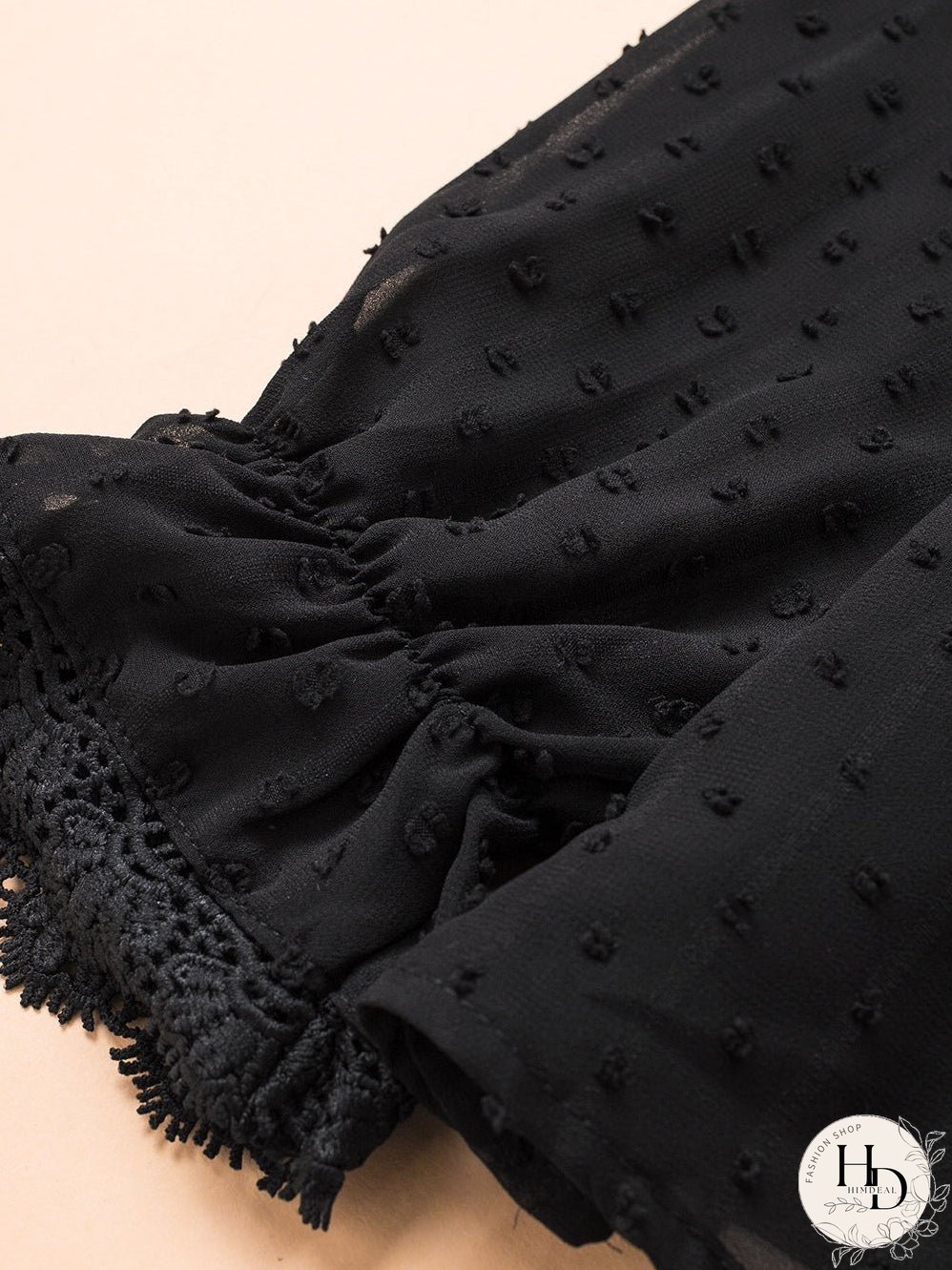 Elegant Swiss Dot Lace Detailed V-Neck Blouse