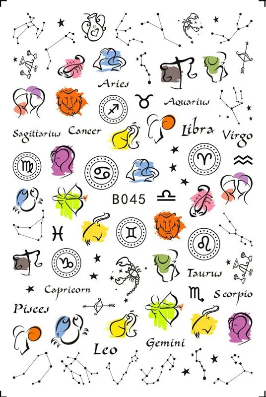 3D Sport Nail Art Sticker Cartoon Constellation Nail Decals Manicure Gymnastics Back Glue Sticker for Nails Decoration